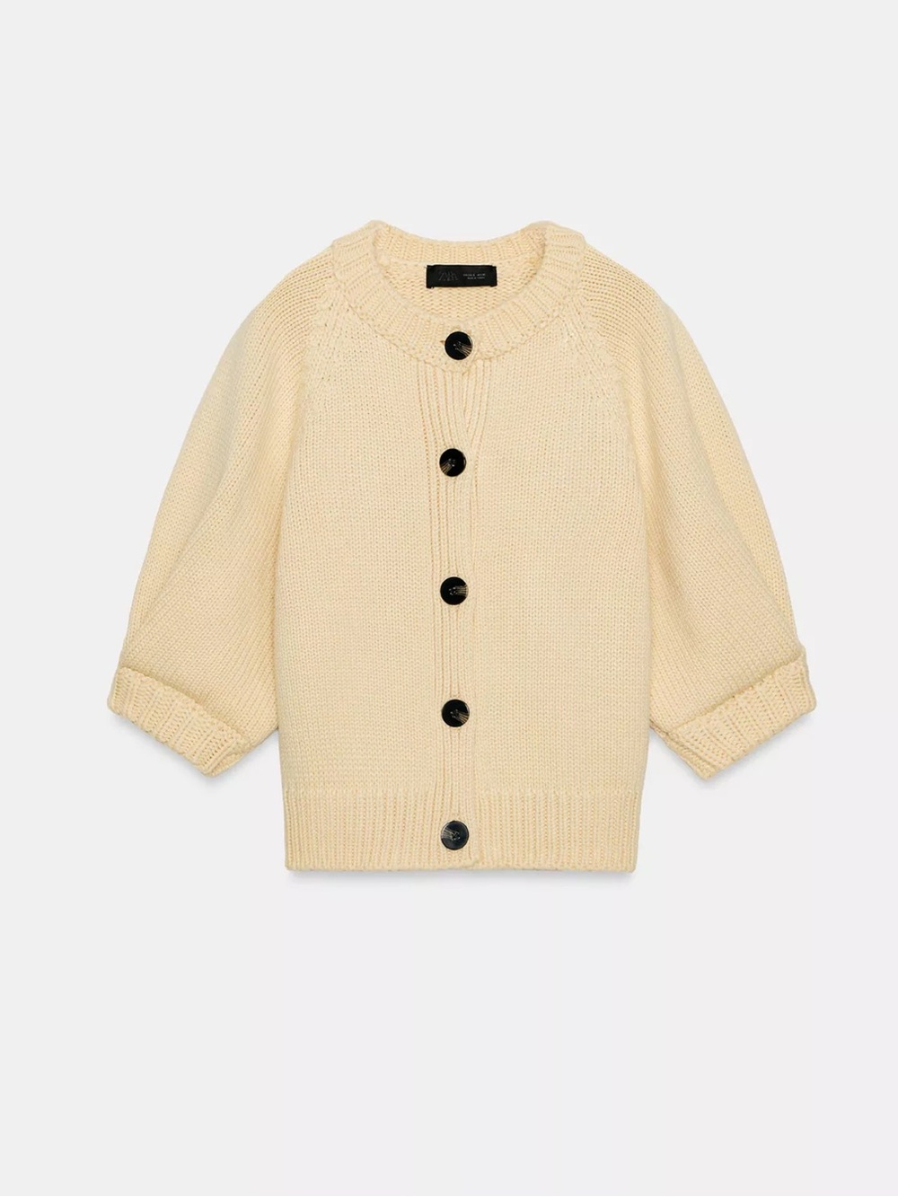 Zara Cardigan with Puff Sleeves Button-Up Sweater